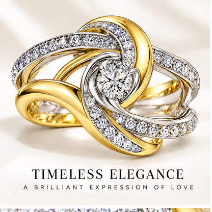 🧱WAVEFAFBLE® Timeless Elegance Ring - Two-Tone Design Dazzling Diamond Ring with Brilliant Craftsmanship
