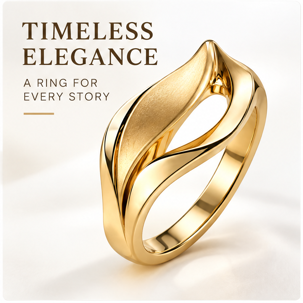 🌈WAVEFAFBLE® Unique Leaf Design Ring - Timeless Elegance Gold Statement Ring with Comfortable Fit