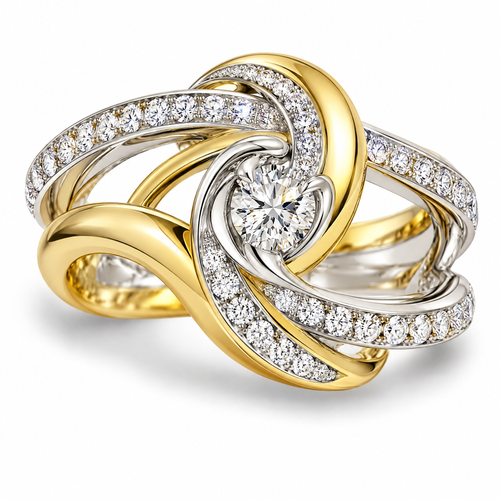 🧱WAVEFAFBLE® Timeless Elegance Ring - Two-Tone Design Dazzling Diamond Ring with Brilliant Craftsmanship