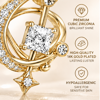 🦖WAVEFAFBLE® Elegant 3D Curved Earrings - 14K Gold Plated Cubic Zirconia Studs with Secure Screw Back