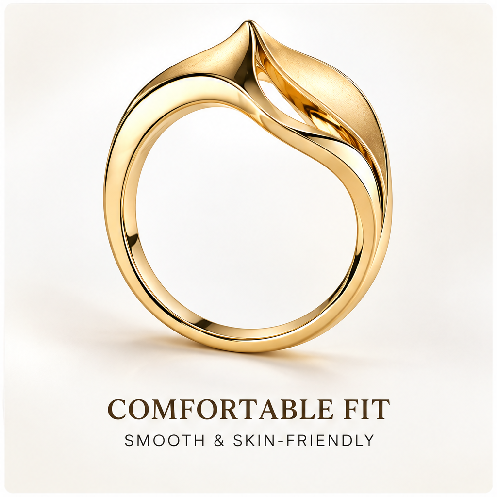 🌈WAVEFAFBLE® Unique Leaf Design Ring - Timeless Elegance Gold Statement Ring with Comfortable Fit