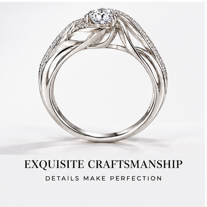 🎹WAVEFAFBLE® Timeless Elegance Ring - Silver Leaf Design Statement Ring with Brilliant Sparkle
