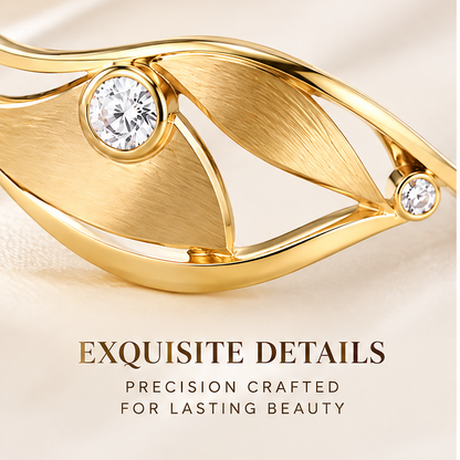 🐰WAVEFAFBLE® Timeless Elegance Gold Ring - Nature-Inspired Statement Band with Sparkling Diamond Accents