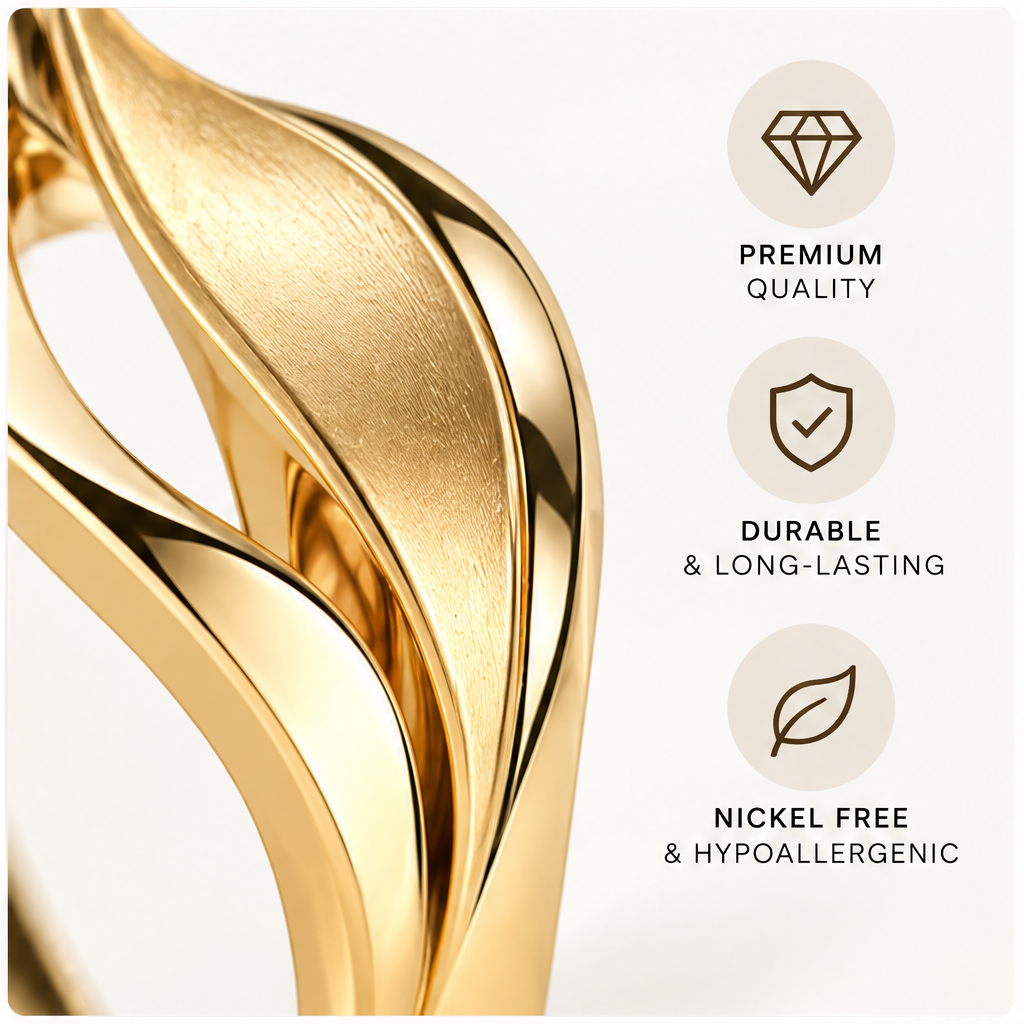 🌈WAVEFAFBLE® Unique Leaf Design Ring - Timeless Elegance Gold Statement Ring with Comfortable Fit