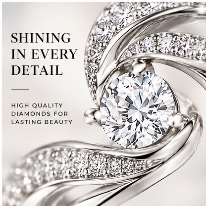 🎹WAVEFAFBLE® Timeless Elegance Ring - Silver Leaf Design Statement Ring with Brilliant Sparkle