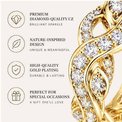 🚀WAVEFAFBLE® Timeless Elegance Gold Ring - Nature-Inspired Diamond-Quality CZ Eternity Band with Comfort Fit