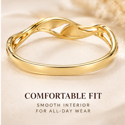 🐰WAVEFAFBLE® Timeless Elegance Gold Ring - Nature-Inspired Statement Band with Sparkling Diamond Accents